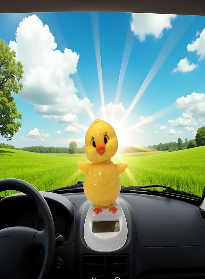 Bwexxt Yellow Bobblehead Chicken, Solar-Powered Car Charm, Cartoon Bobble Head Chick Ornaments Figures for Car Bobbleheads for Car Dashboard, Solar Power Kits,Funny Ornament Gifts, Interior Accessories - Image 4
